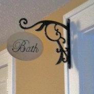 Bathroom Vintage Sign With Scroll Hanger