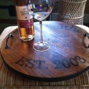 kristiesrecreations.com Personalized Wine Barrel Tray - Custom gift for Wedding, Housewarming, Hostess, Shower, Wine Lovers, Serving Tray, Personalized gift